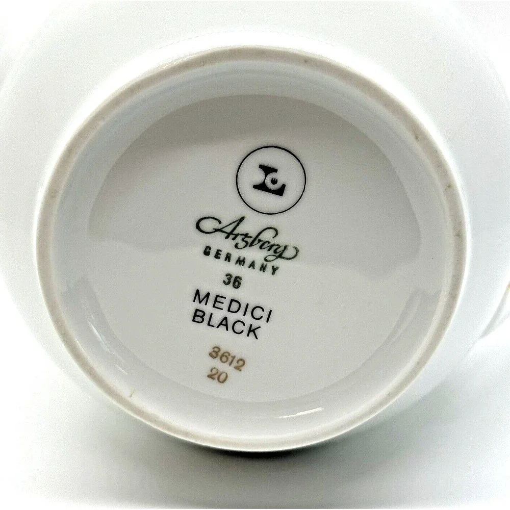 Arzberg‎ Germany Tea Pot Medici Black 3612-20 White with Black Design